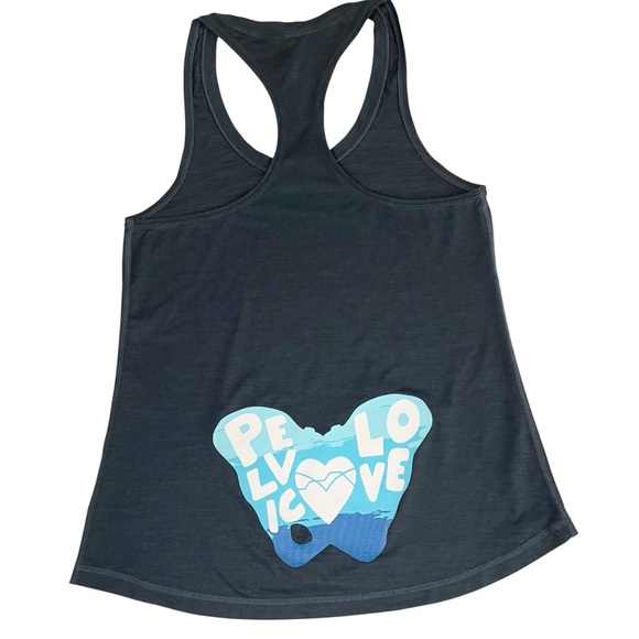 Vuori Lux Performance Racerback Tank Ink Heather Pelvic Love Graphic - Picture 11 of 13